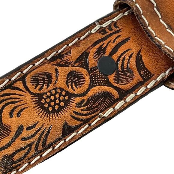 3D DDD 3-D Mens Tooled 1/2" Genuine Leather Floral Western Rustic Brown sz 48 - Picture 8 of 16